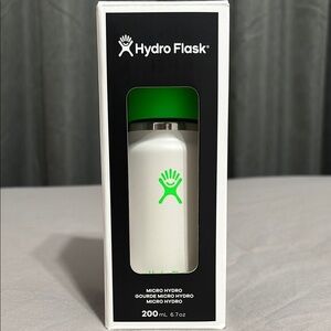 Hydro Flask White and Green Water Bottle